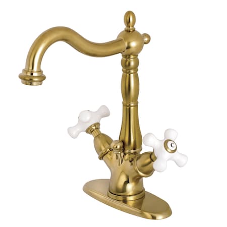 Kingston Brass KS1437PX 2-Handle Bathroom Faucet W/Brass Pop-Up & Cover Plate, Brass KS1437PX